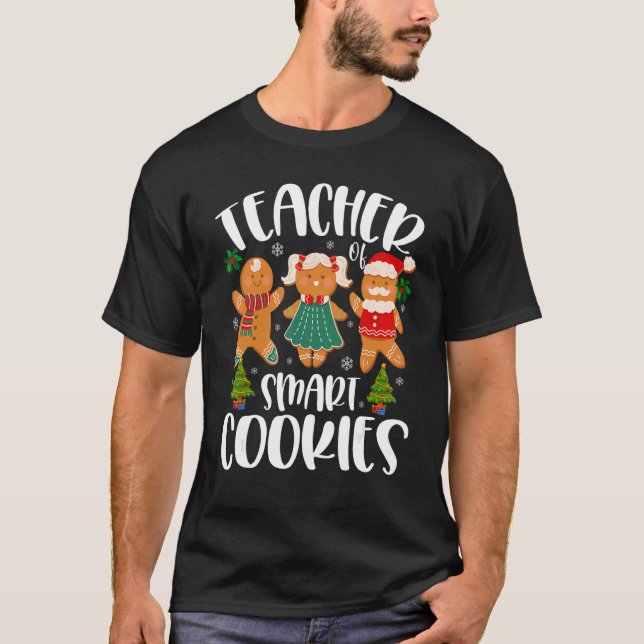T-shirt Christmas Teacher Cute Gingerbread Cookies (Devant)