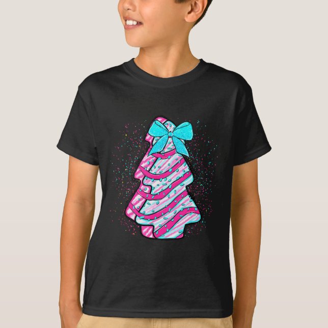 T-shirt Christmas Tree Cake Coquette Bow Xmas Matching Fam (Devant)