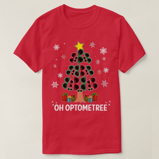T-shirt Christmas Tree Oh Optometree Optometry Glasses (Design devant)