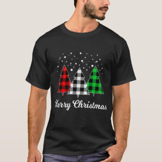 T-shirt Christmas Tree Plaid Christmas Tree Merry Christma