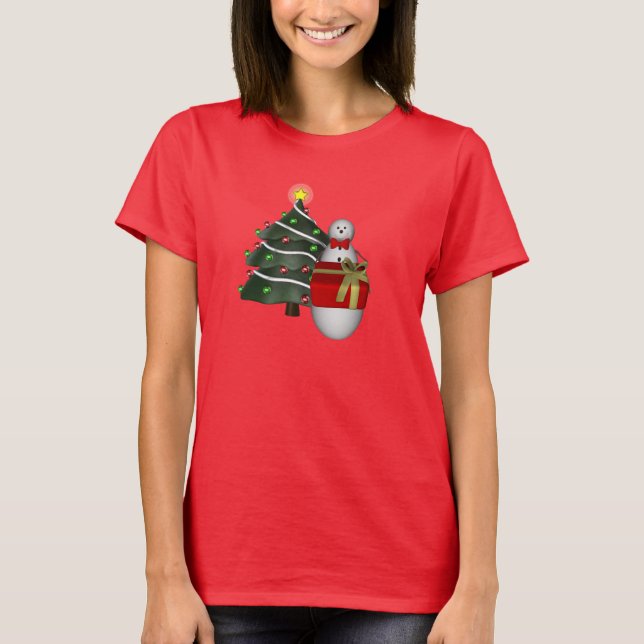 T-shirt Christmas Tree Snowman Holiday Cute (Devant)