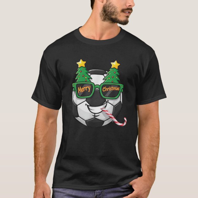 T-shirt Christmas Tree Sunglasses Soccer Candy Cane Mens W (Devant)
