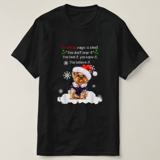 T-shirt Christmas Yorkshire Terrier Funny Yorkie Puppy (Design devant)