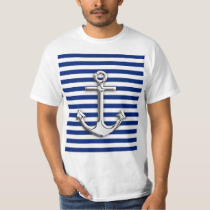T-shirt Chrome Anchor on Navy Stripes