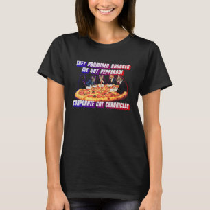 T-shirt Chroniques de chat d'entreprise : Réunion de pizza