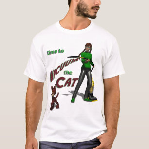 T-shirt Chronométrez pour nettoyer à l'aspirateur le chat
