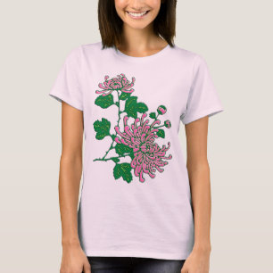 T-shirt Chrysanthèmes d'araignée chinoise - corail rose