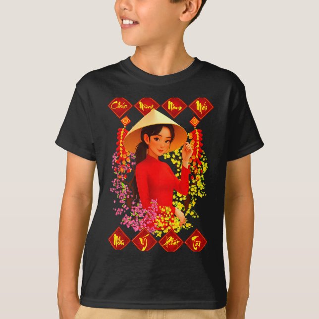 T-shirt Chuc Mung Nam Moi Tet Binh Ngo 2026 Vietnamese Gir (Devant)