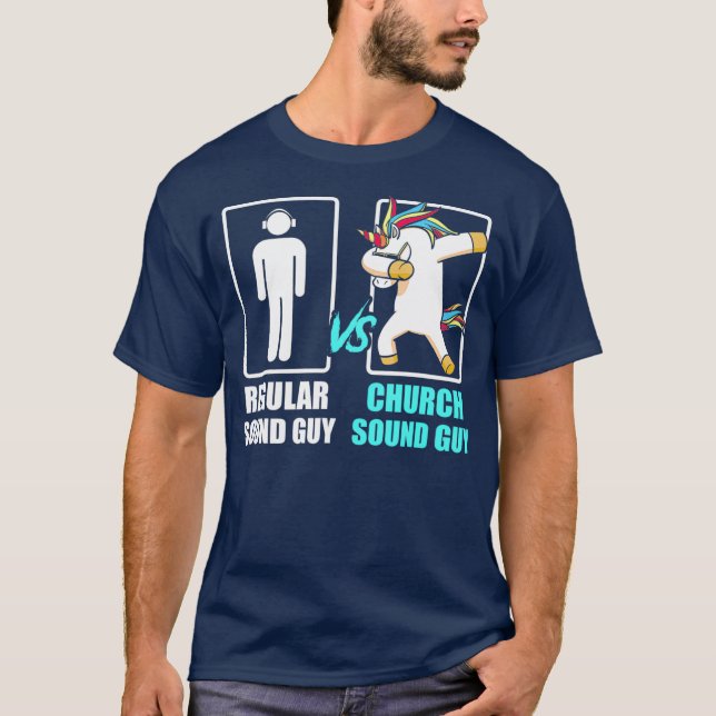T-shirt Church Sound Guy Unicorn Audio Tech Engineer (Devant)