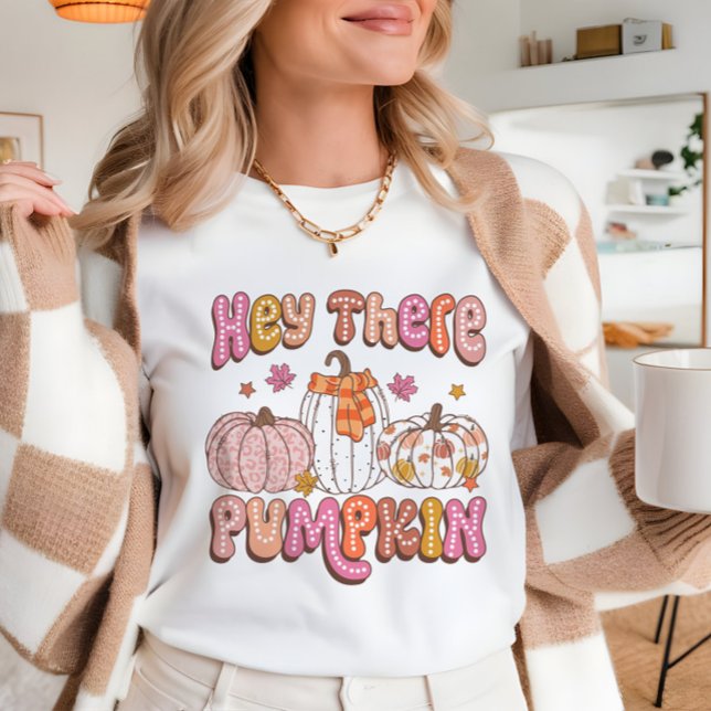 T-shirt Chute Hey il citrouille mignon Retro Girly (Créateur téléchargé)