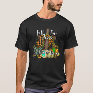 T-shirt Chute Pour Jésus Il N'A Jamais Citrouille Feuille