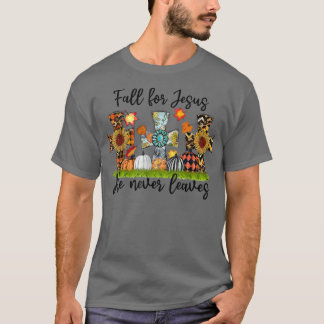T-shirt Chute Pour Jésus Il N'A Jamais Feuille Automne Chr