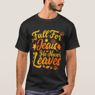 T-shirt Chute Pour Jésus Il N'A Jamais Feuille Drôle Autom