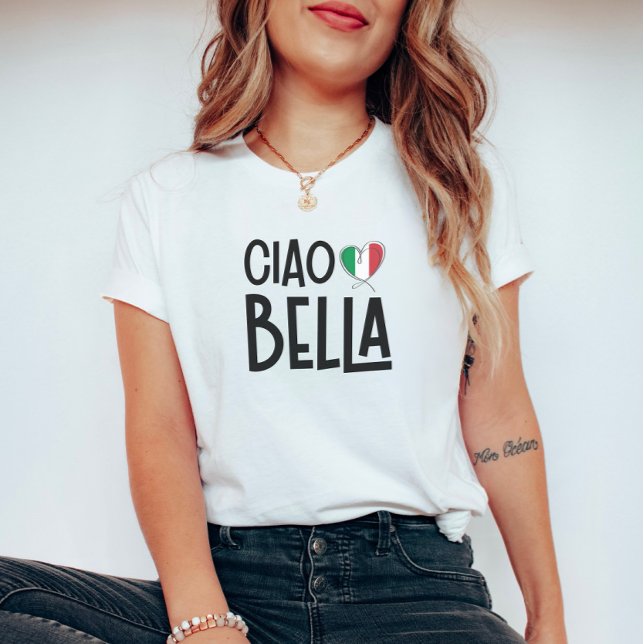 T-shirt Ciao Bella - Coeur du drapeau italien mignon (Créateur téléchargé)