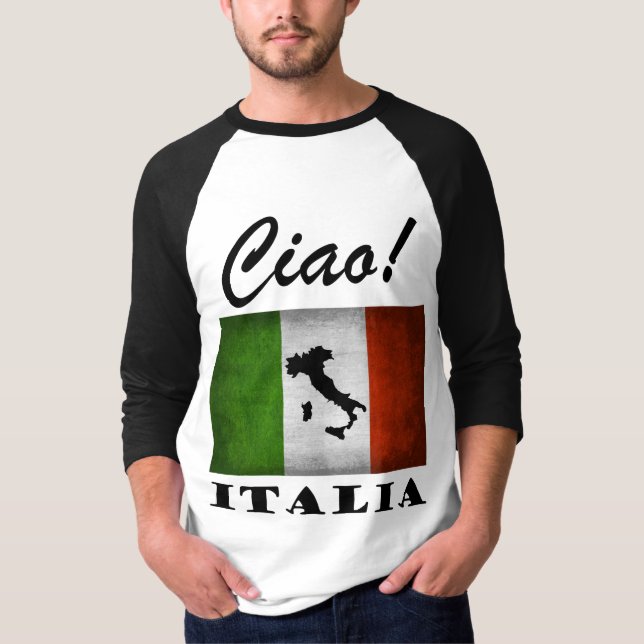 T-shirt Ciao ! Carte italienne de drapeau de l'Italie (Devant)