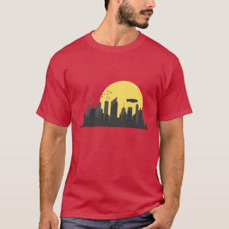 T-shirt Ciel avec bâtiment Zeppelin contour de ville ami