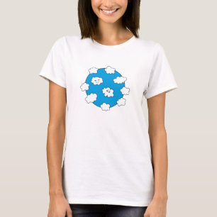 T-shirt Ciel Bleu Drôle Caricature Nuages de femmes