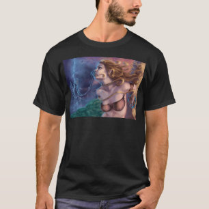T-shirt Ciel De Feu - Femme Guerrière Avec Dragon
