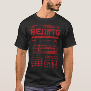 T-shirt Ciel de la ville de Pékin Chine silhouette contour