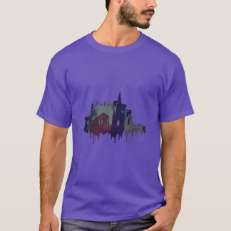 T-shirt Ciel d'Édimbourg Ville Écosse aquarelle drôle