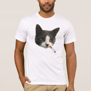 T-shirt Cigarette Fumer Chat Amusant Feline Lover