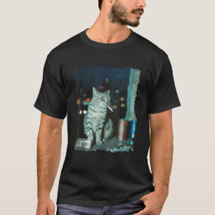 T-shirt Cigarette Kitten Drôle Fumer Chat Mème Bra Stupide