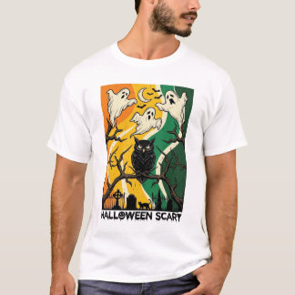 T-shirt Cimetière de fantômes de hibou noir effrayant Hall