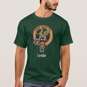 T-shirt Cimier du clan Leslie sur tartan de chasse