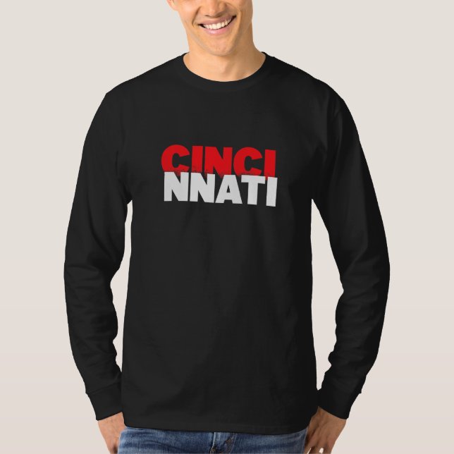 T-shirt Cincinnati Ohio, Cincy City White Red Graphisme (Devant)