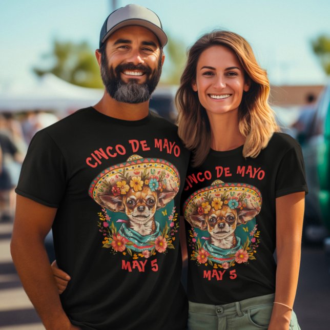 T-shirt Cinco de Mayo Chihuahua portant Sombrero & Serape (Créateur téléchargé)