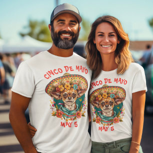 T-shirt Cinco de Mayo Chihuahua portant Sombrero & Serape