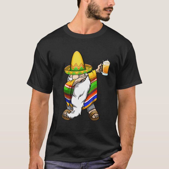 T-shirt Cinco De Mayo Dabbing Gnome Bière Femmes Cel Mexic (Devant)