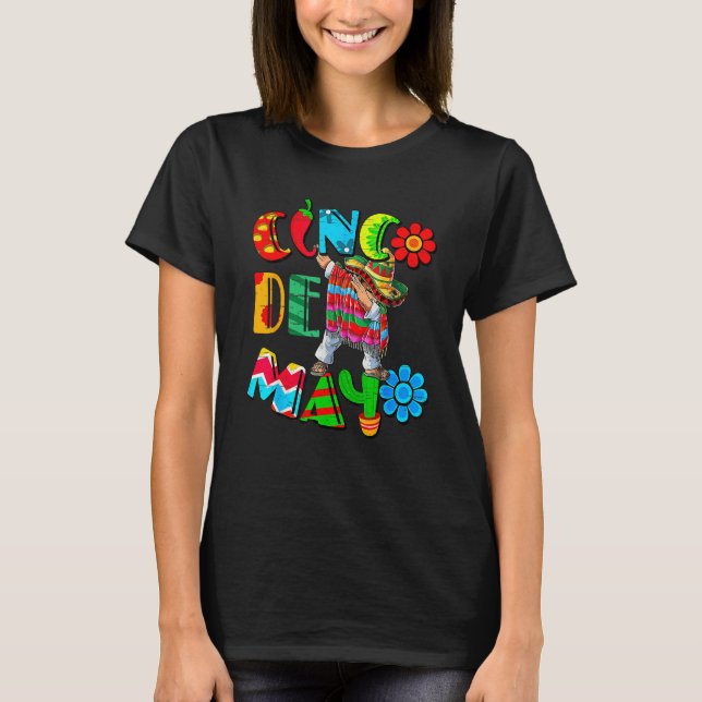 T-shirt Cinco De Mayo Dabbing Mexican Poncho Party Fiesta  (Devant)