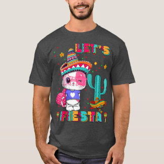 T-shirt Cinco De Mayo Meow Lets Fiesta Meican Cactus Cute 