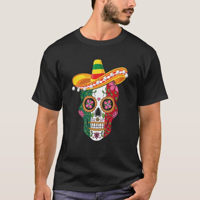 T-shirt Cinco De Mayo Party Sugar Skull Men Women Mexican  (Devant)