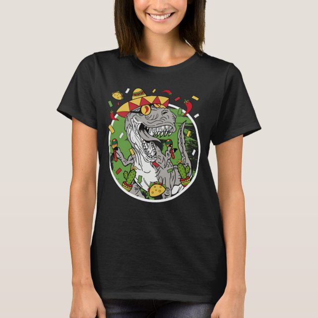 T-shirt Cinco De Mayo Sombrero Hat Dinosaur Kids Boys Mexi (Devant)