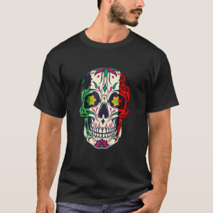 T-shirt Cinco De Mayo Sugar Crâne Mexicaine Drapeau Grille