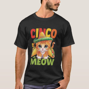 T-shirt Cinco De Meow Chapeau De Chat Poncho Cinco De Mayo