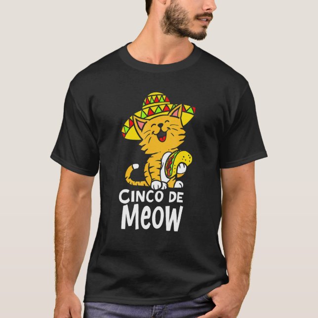 T-shirt Cinco De Meow Cute Cinco De Mayo Sombrero Taco Cat (Devant)