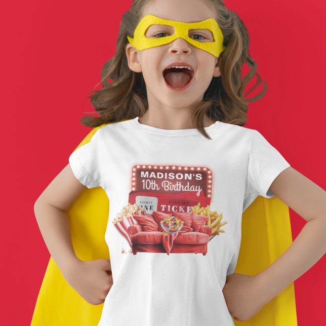T-Shirt Cinéma Nuit Anniversaire Canapé Rouge Personnalisé (Créateur téléchargé)