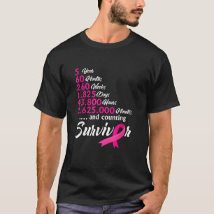 T-shirt Cinq 5 ans Survivante Cancer du sein T Chemise