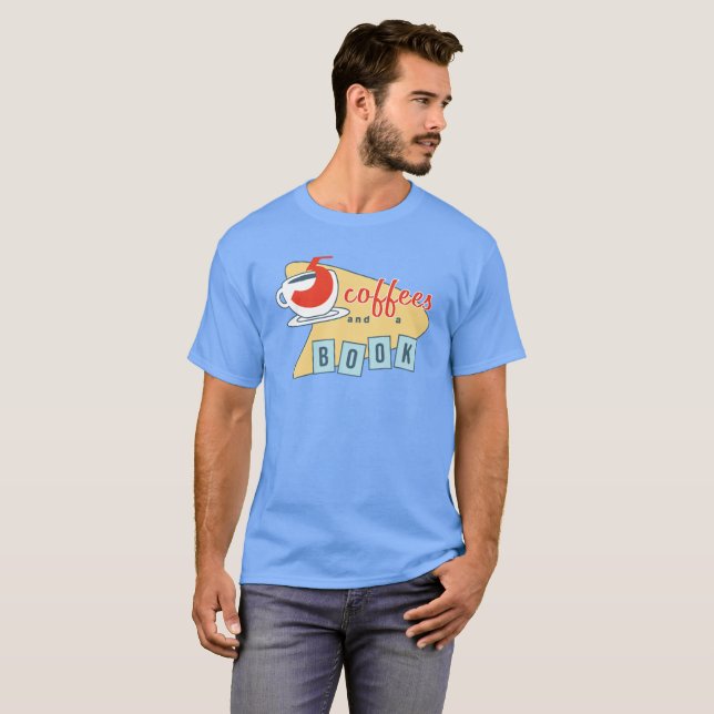 T-shirt cinq cafés et une pièce en t d'hommes de livre (Devant entier)