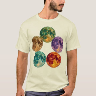 T-shirt Cinq Lunes Colorées - Astronomie Surréaliste Vinta