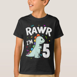T-shirt Cinq Rawr Im 5 Ans T-rex Dinosaur 5e anniversaire