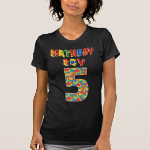 T-shirt Cinq Year Old Toxits Building Block 5th Birthday B