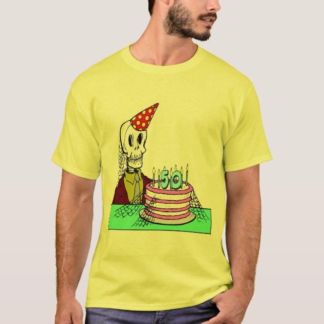 T-shirt Cinquantième cadeaux d'anniversaire de squelettes (Devant)