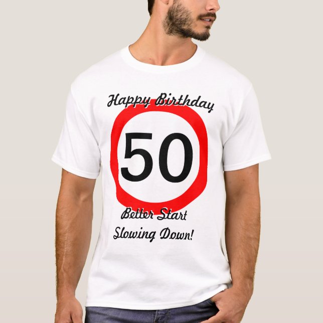 T-shirt cinquantième Limitation de vitesse de panneau (Devant)
