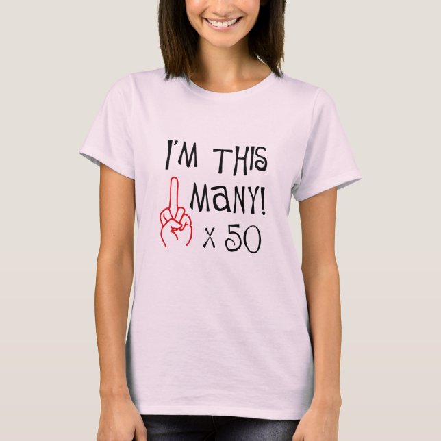 T-shirt cinquantième salut de doigt moyen d'anniversaire (Devant)