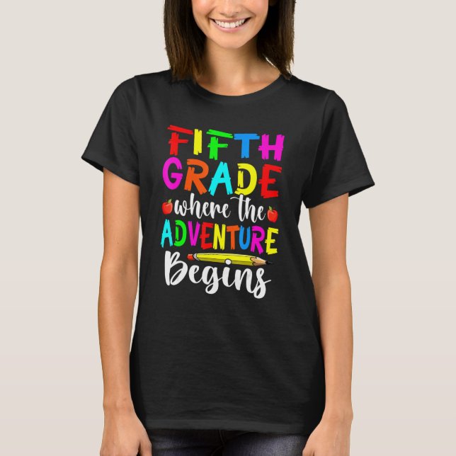 T-shirt Cinquième année où l'aventure commence Bonjour 5e  (Devant)