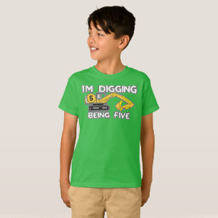 T-shirt Cinquième anniversaire de l'enfant Je creuse cinq